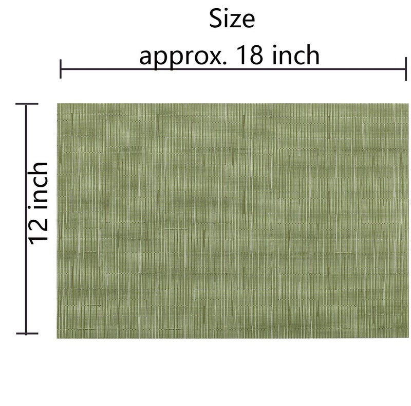 SHACOS Placemats Set of 6 Woven Vinyl Place Mats for Dining Table Wipe Clean Non Slip Christmas Table Mats (6, Olive Green) - Image 2